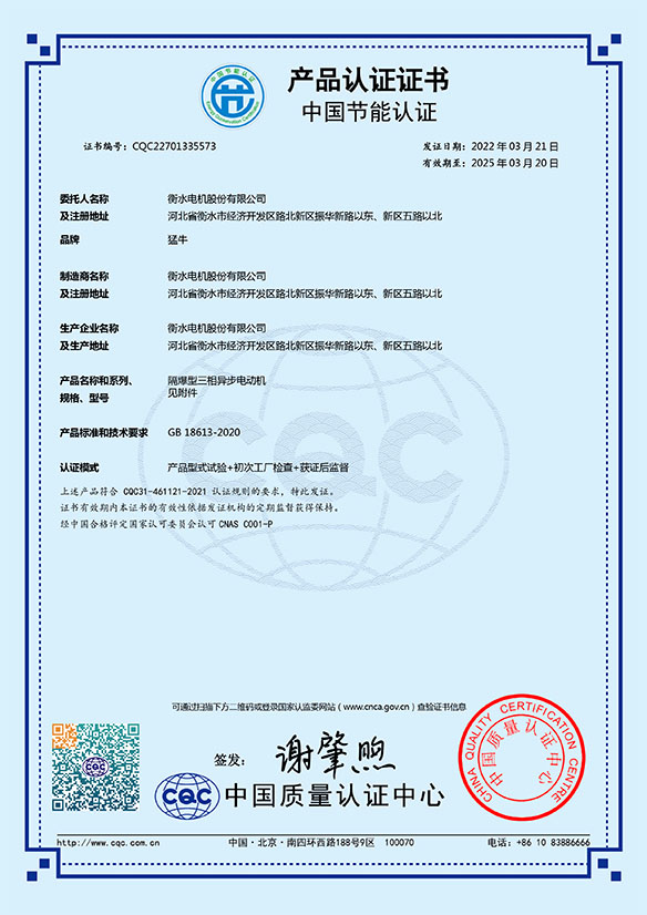 YBX4節(jié)能認(rèn)證證書