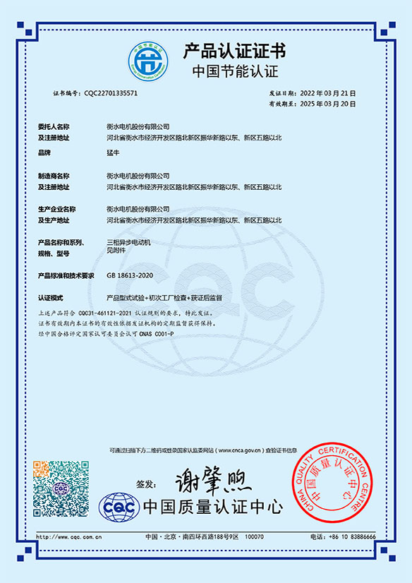 YE5節(jié)能認(rèn)證證書
